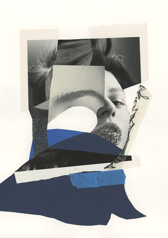 קולאז' אישה בכחול