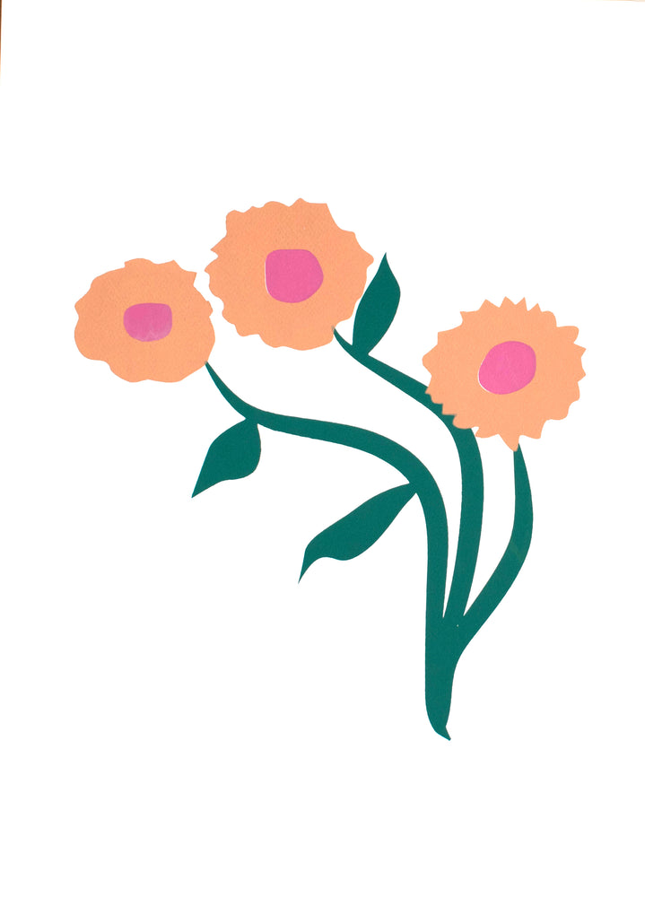 שלישיית פרחים ורודים