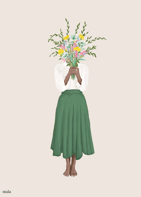 מחבקת זר בחצאית ירוקה